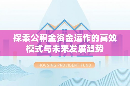 冷水江探索公积金资金运作的高效模式与未来发展趋势