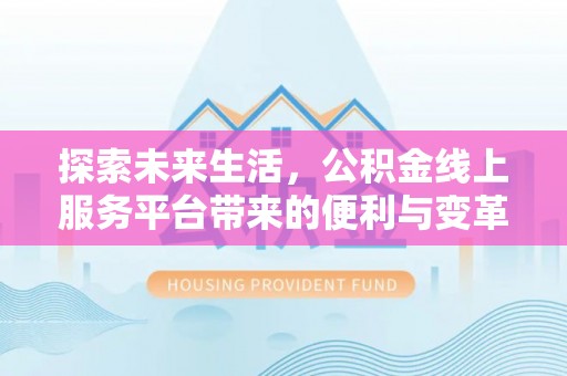 冷水江探索未来生活，公积金线上服务平台带来的便利与变革